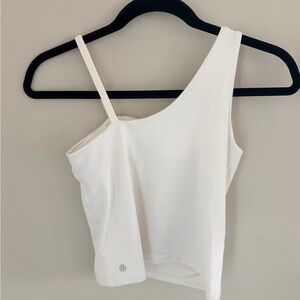Athleta Girl White Asymmetrical Crop Tank Top